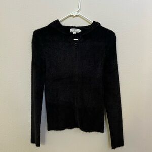 Black Fuzzy Zip-Up Jacket